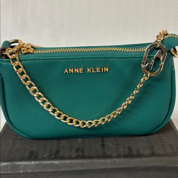 Anne Klein Teal Mini Bag with Gold Chain and shoulder strap - Picture 2 of 6
